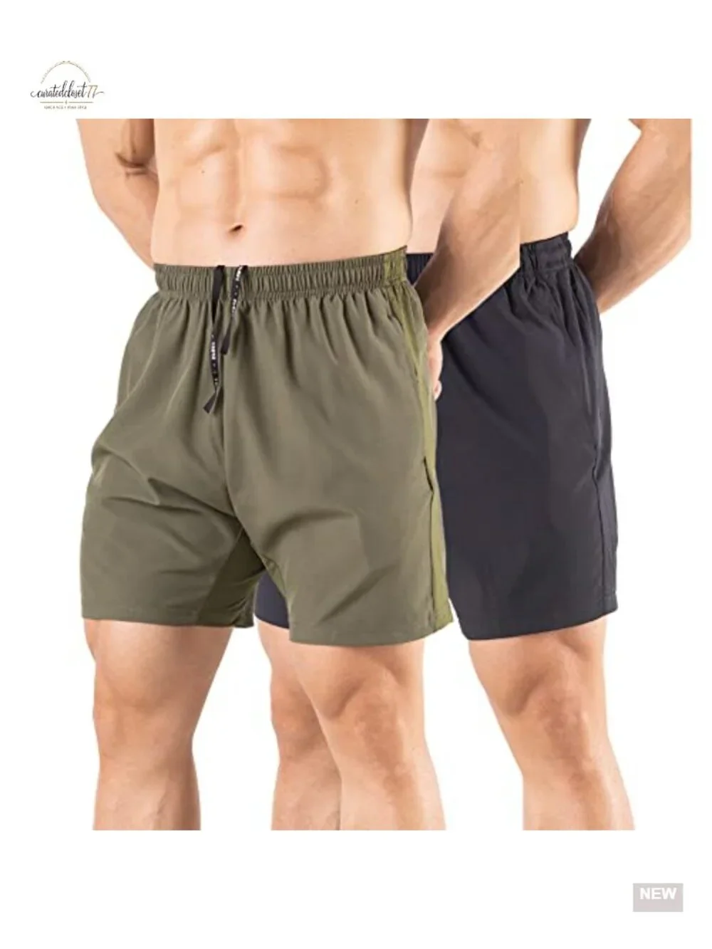 Men's Quick Dry Running Shorts 2 Pack with Zipper Pockets Athletic Workout